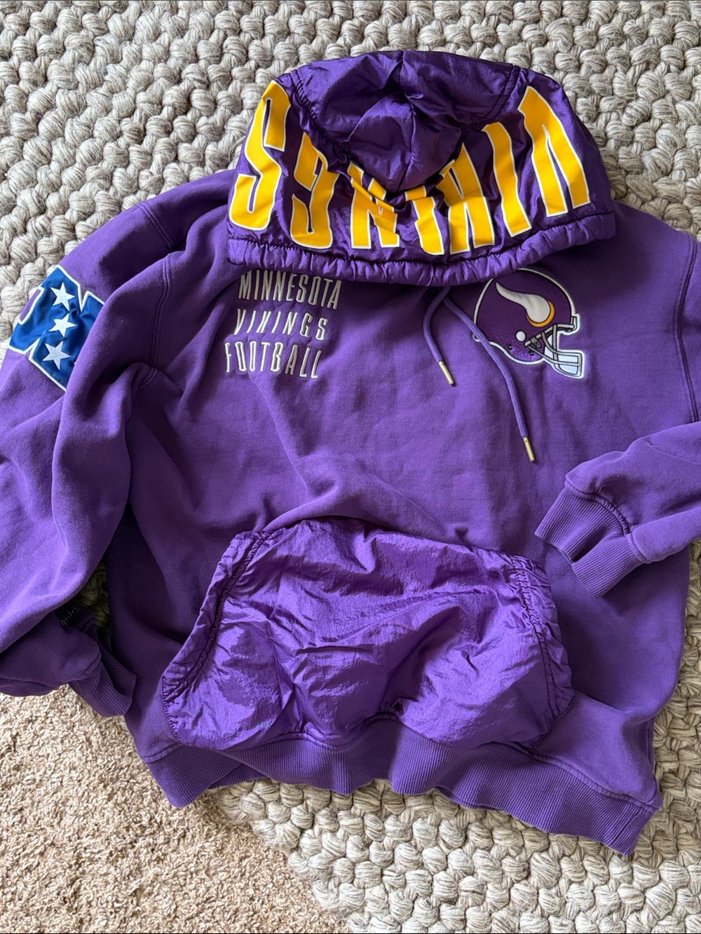 Mitchell & Ness Purple Pullover Hoodie with Yellow Accents